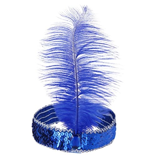 BODYA Headband 20's Deluxe blue Silver Flapper Sequin Charleston Dress Costume Hairband Headpiece