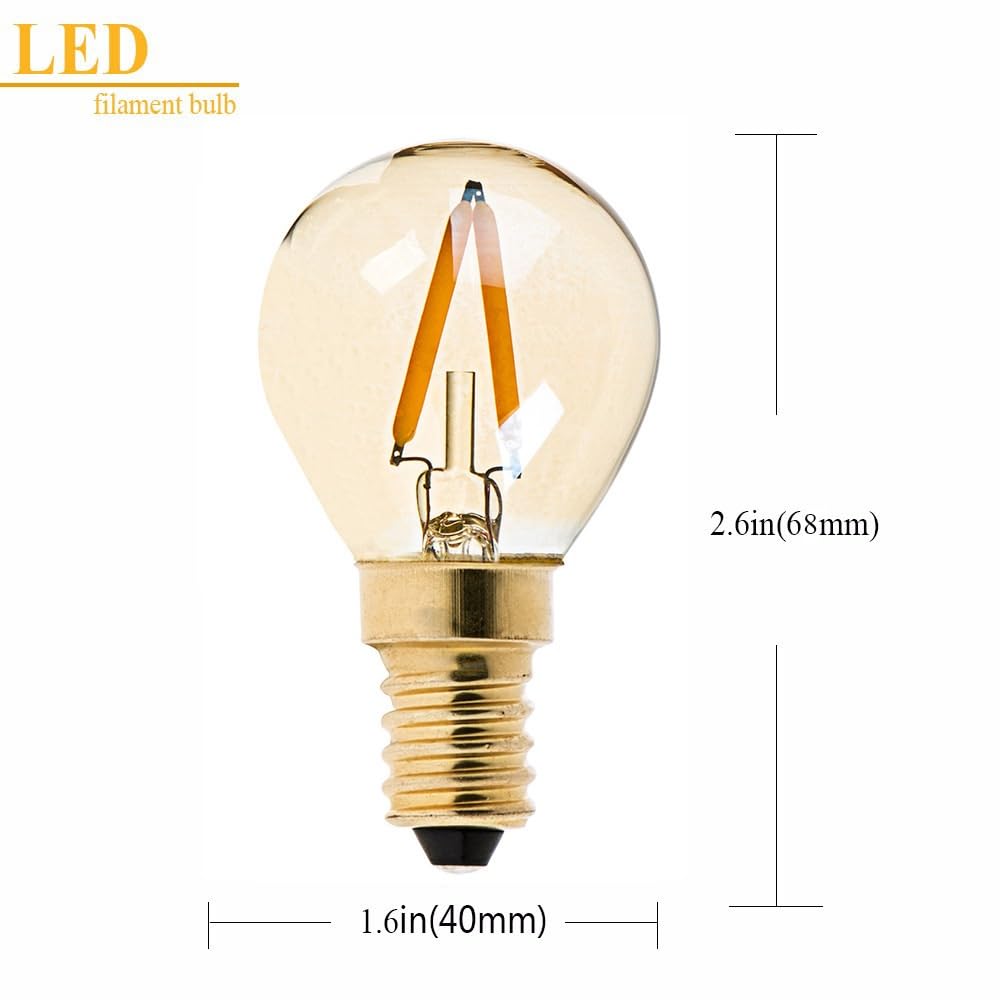 HHF Iluminación del hogar, Paquete de 5, lámpara de filamento LED Vintage E12/E14 1W AC220V G40 Bombilla LED lámpara de Noche Colgante Fuente de luz(E14-220V)