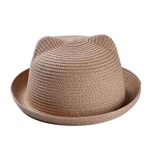 Summer Sun Hat Children Cat Ears Straw Hat Sun Hat Baby Bear Shape Parent-Child Hat Camel