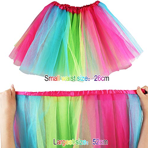 Kulannder 80s Fancy Dress Costume Accessories For Women And Girls, Retro Women Dresses Party With Neon Rainbow Dress Glove Neon Bracelets Necklaces Lace Bow Headband For 80s Party (6 Pieces) - Image 6