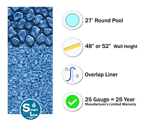 Lake Effect Pools 'Meadows Reprieve' 27' Round Above Ground Swimming Pool | 52" Inch Height | Resin Protected Steel Sided Walls | 25 Gauge Overlap Liner & Skimmer