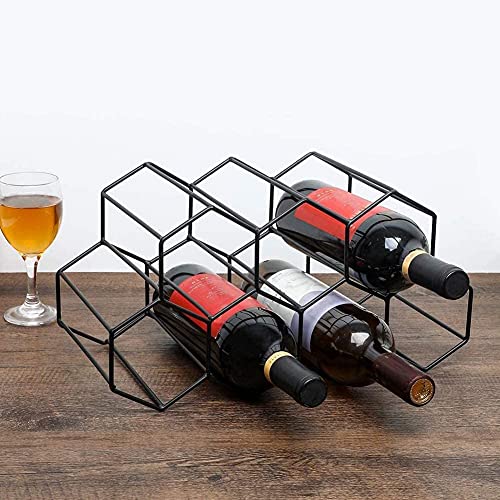 Soporte geométrico metálico cepillado para vino miniatura 5