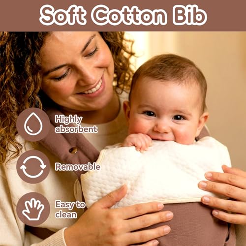 Image of Baby Carrier for Newborn to Toddler-7-45 lbs 0-36 Months Versatile & Adjustable Linen Carrier with Front Pocket Headrest Support for Moms, Dads,Coffee