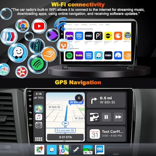 Image of 4G+64G Android Upgrade Radio for Toyota Tundra 2007-2013, Toyota Sequoia 2008-2015, Head Unit Car Audio 10 inch Touch Screen Stereo Wireless 5GWiFi Carplay Android Auto Bluetooth GPS for J-B-L & No J-B-L