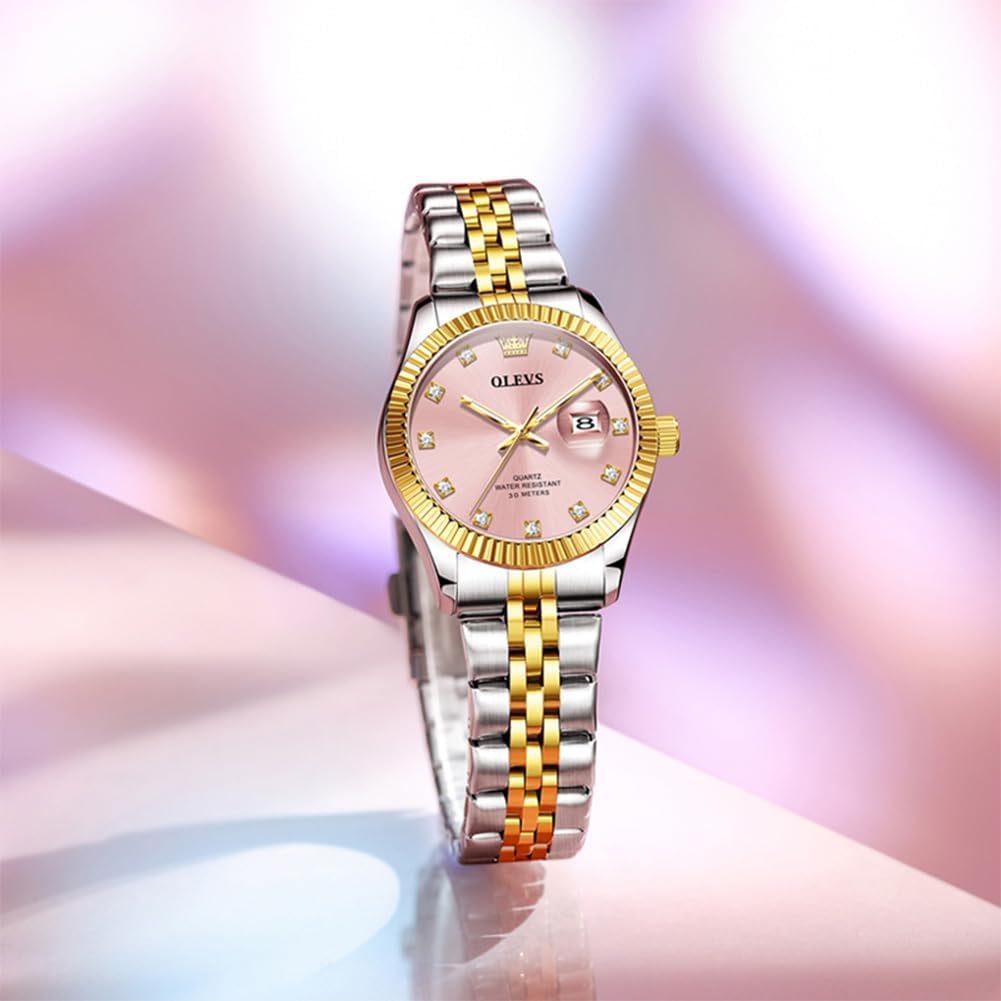 OLEVS Women Watches Business Dress Female Ladies for Small Wrist Watch Gold Silver Tone Stainless Steel Band Analog Quartz Day Date Waterproof Lady Watches - Image 7