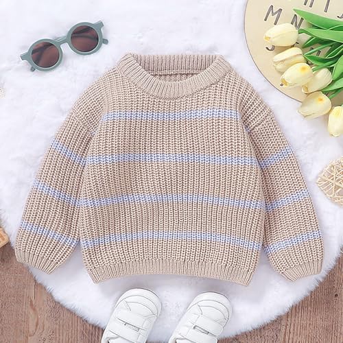 Winter Stripe Knitted Pullover for Kids Boys Girls Thicken Warm Long Sleeve Knit Sweater Child Unisex Fleece Top3