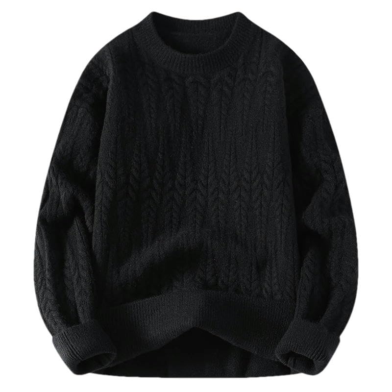 Autumn Winter Knit Pullovers Men Solid Color O-Neck Knitted Sweater Loose Warm Pullover Sweaters