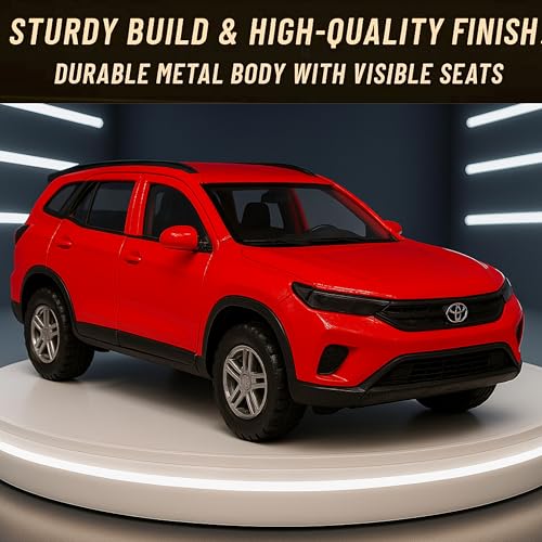 Image of toyco Alloy Metal SUV Toy Car for Kids | Pull Back Unbreakable Small Toy Cars | Openable Doors, Smooth & Shiny Edges |1:36 Scale | Gift Toys for Boys and Girls Age 3+ | (Fortuner red)
