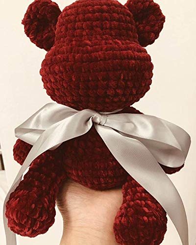 8 Oz/250G Chenille Yarn,Wine Red Diy Velvet Chenille Yarn,Bulky Luxury Chenille Yarn For Crochet Hat Scarf #TOP4