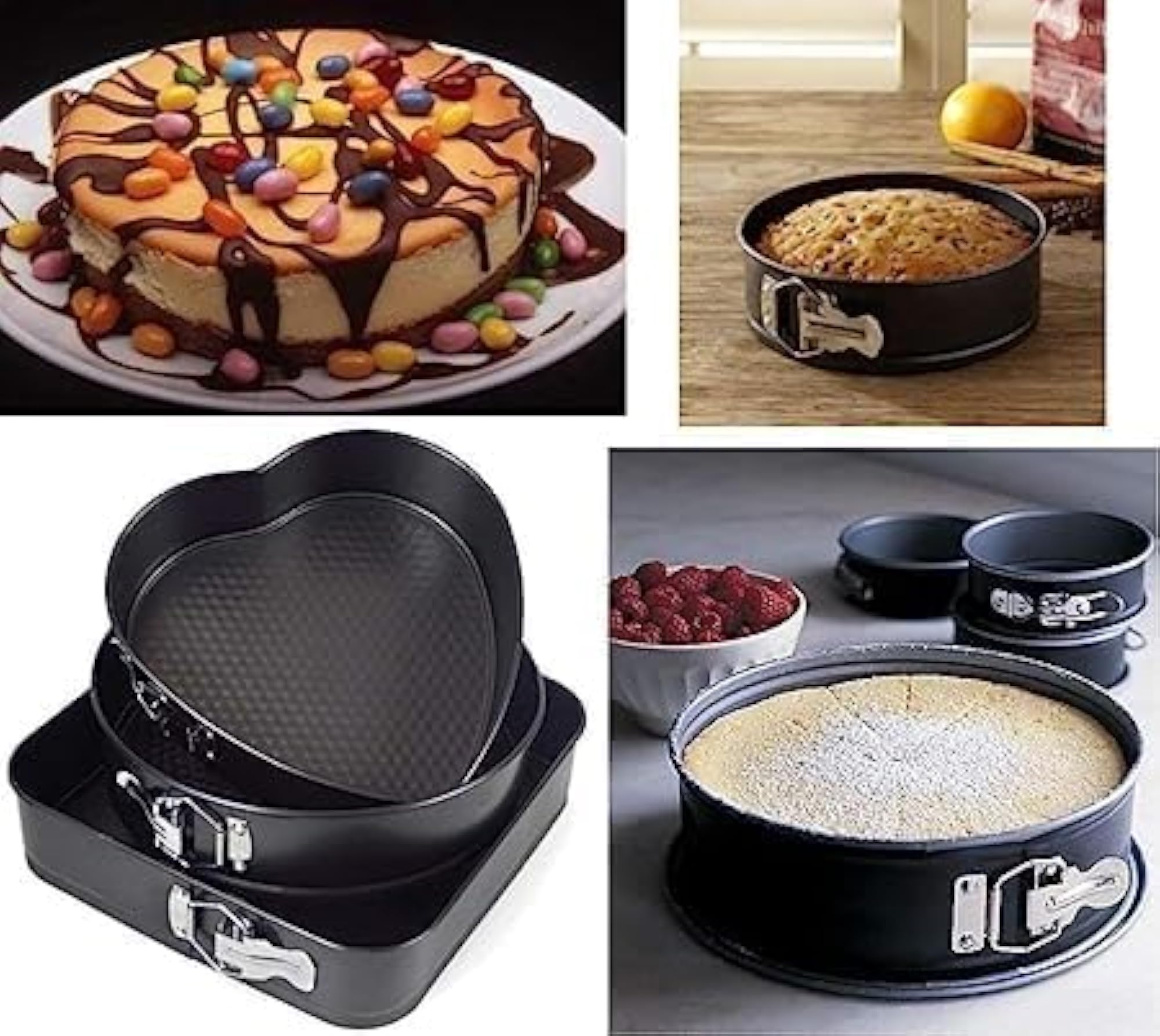 3 Pieces Teflon Coated Spring Form Cake Mould Set