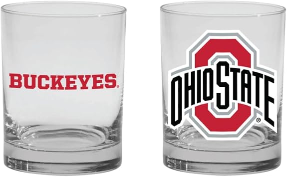 Ohio State Buckeyes 2-Sided Color Rock Glass Set of 2 14oz