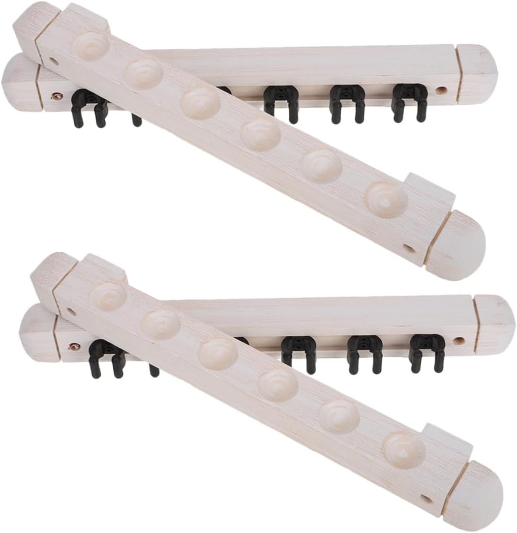 NOLITOY Solid Wood 6-hole Wall Mounted Billiard Cue Rack 2-pair Set Pool Table Accessory Multifunctional Cue Holder for Billiards Storage and Organization