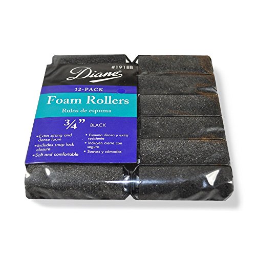 7 PACK Diane Foam Rollers, Black 3/4