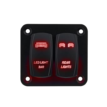 2 Gang Waterproof Rocker Switch Panel (Red)