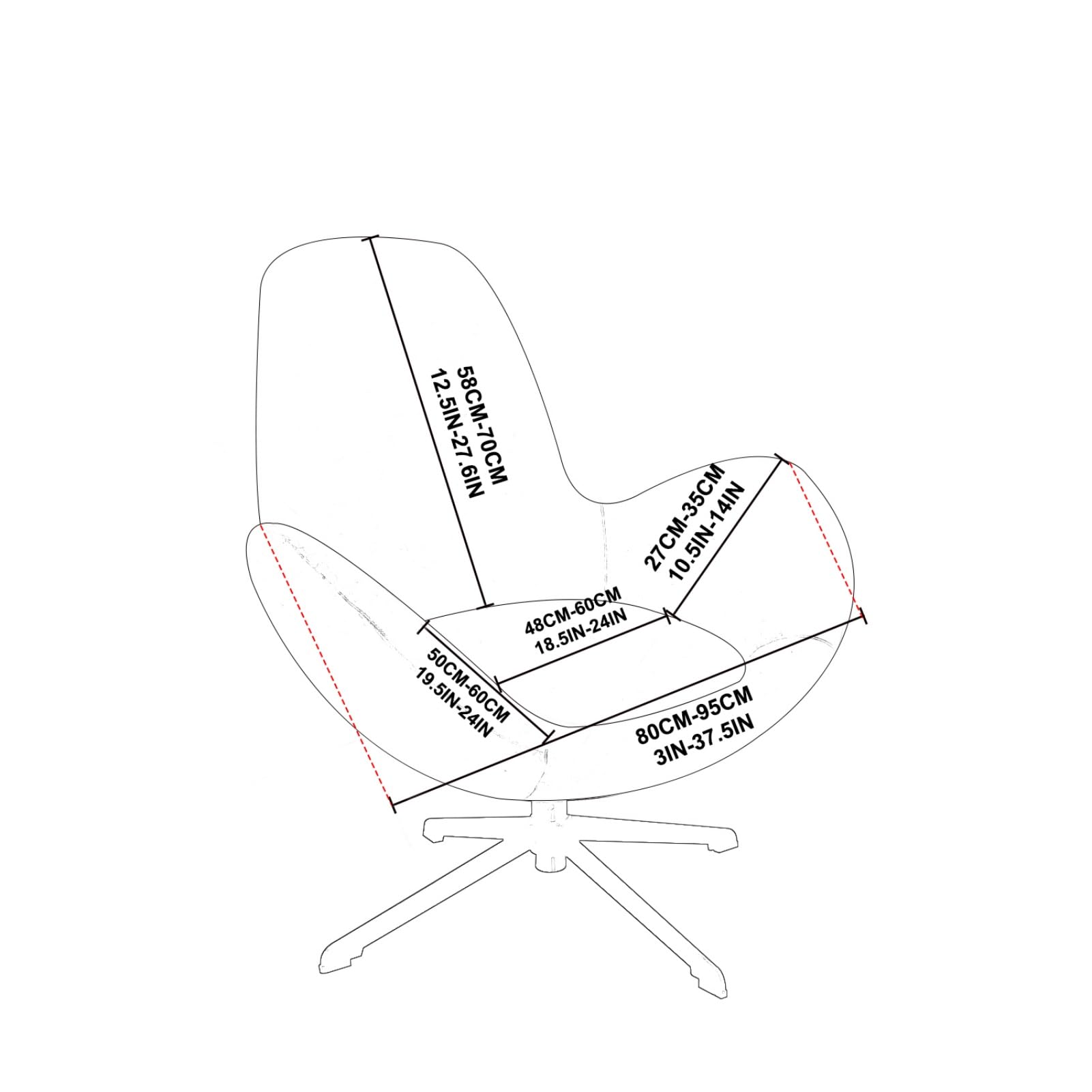 Generisch Moderner Bezug für Drehsessel, Stuhlbezug mit gebogener Rückenlehne, Moderner Bezug, Eggshell Drehsessel Abdeckung, für Wohnzimmer Schlafzimmer Schminkzimmer (Beige,95 x 60 x 70 cm)
