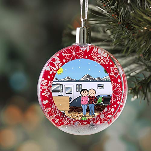 PrintedPerfection.com Personalized Friendly Folks RV Lovers - Fifth Wheel Trailer Christmas Snow Globe Ornament