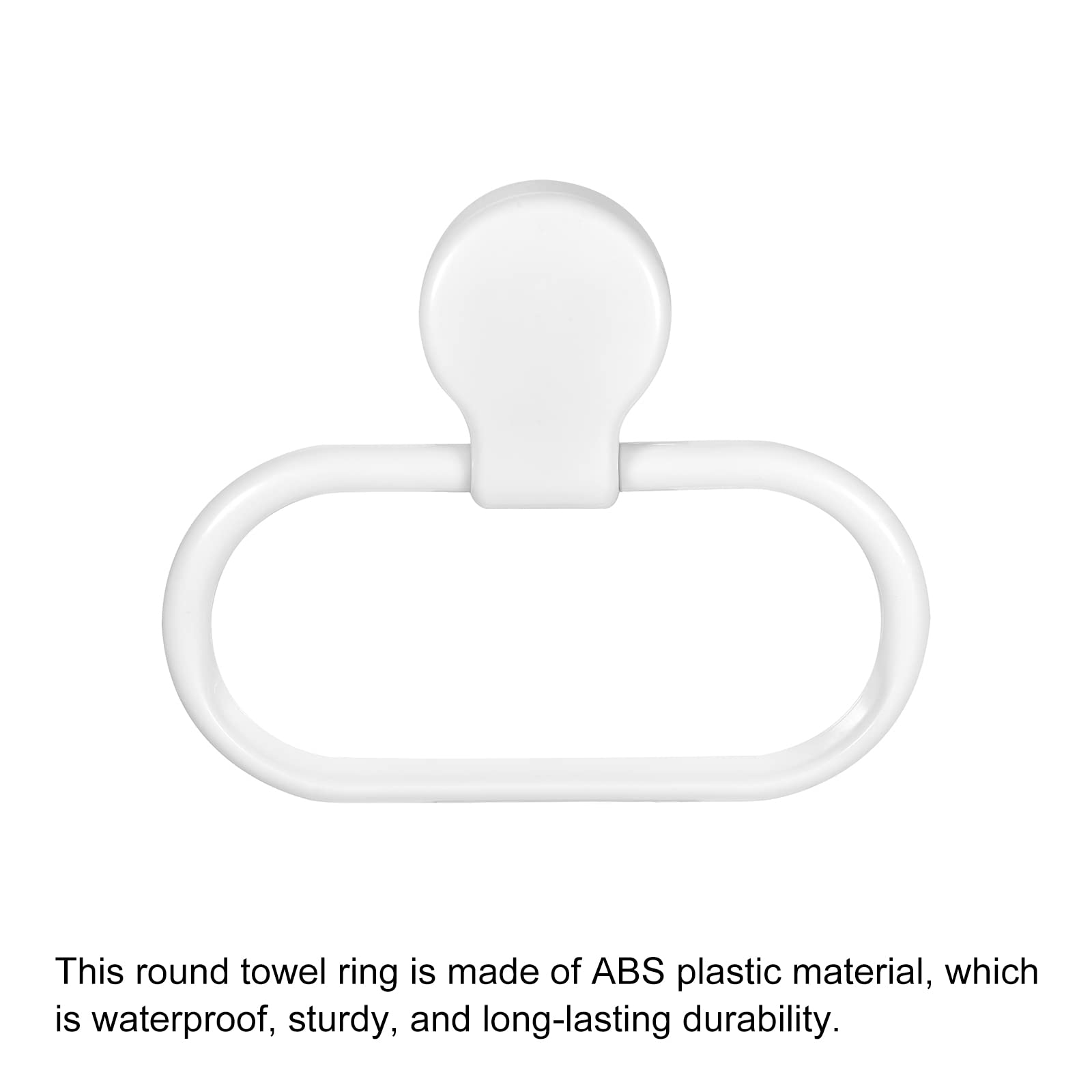 sourcing map Pared Montado Ovalado Toallero Anillo ABS Colgante Soporte Autoadhesivo para Baño Cocina Accesorios, Blanco