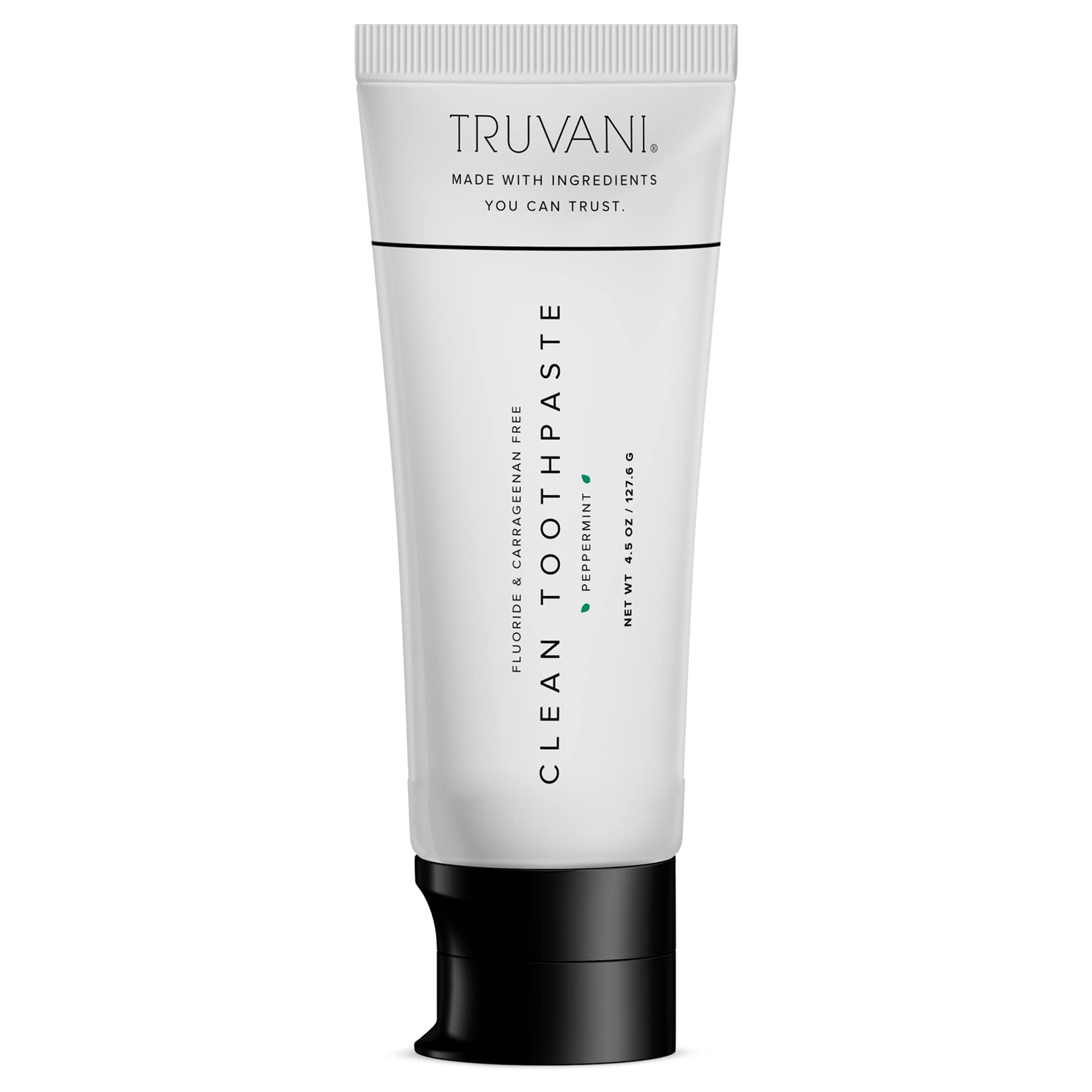 TruvaniClean Fluoride Free Toothpaste - Natural Paraben & Carrageenan Free Toothpaste - Peppermint (4.5 oz)Compact by Design (Amazon-developed Certification)