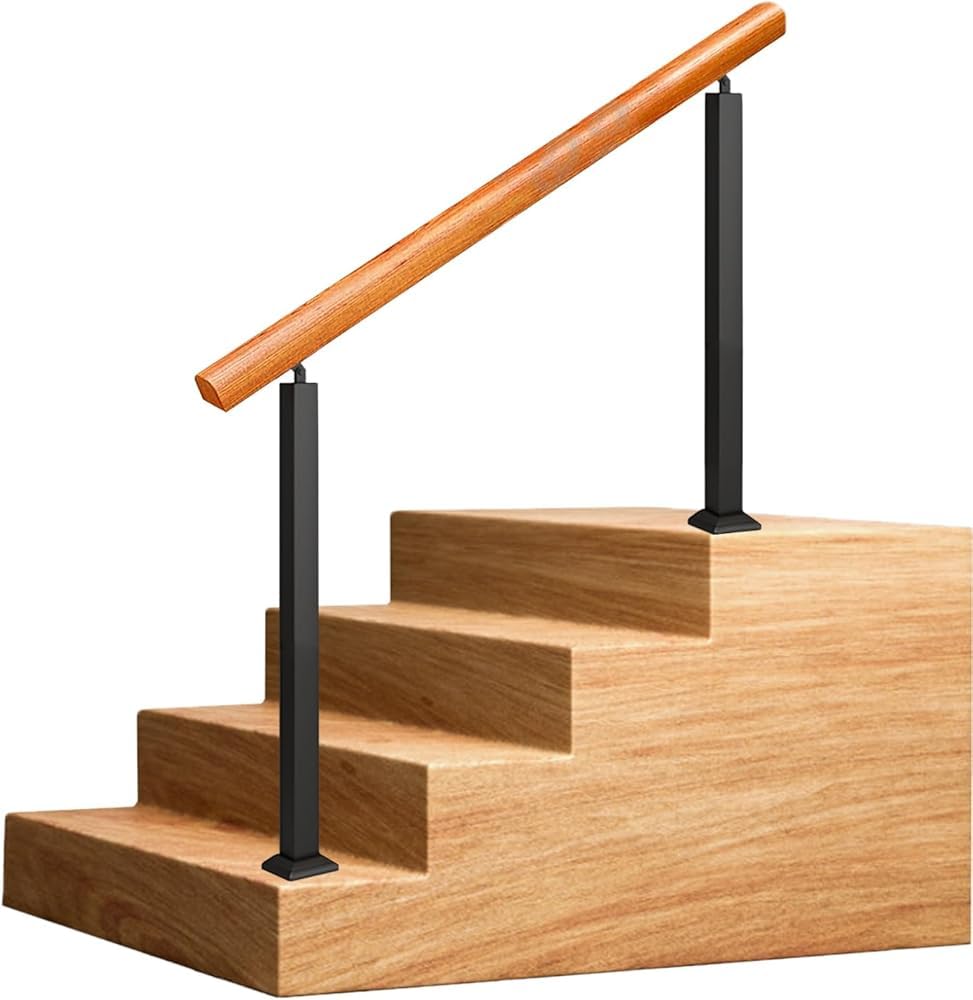Gyeqxkt Adjustable 270° Wooden Handrails For Outdoor Steps & Indoor Stairs Floormounted Railing Posts For Porch & Concrete 4Step Safety (Size: 120Cm)