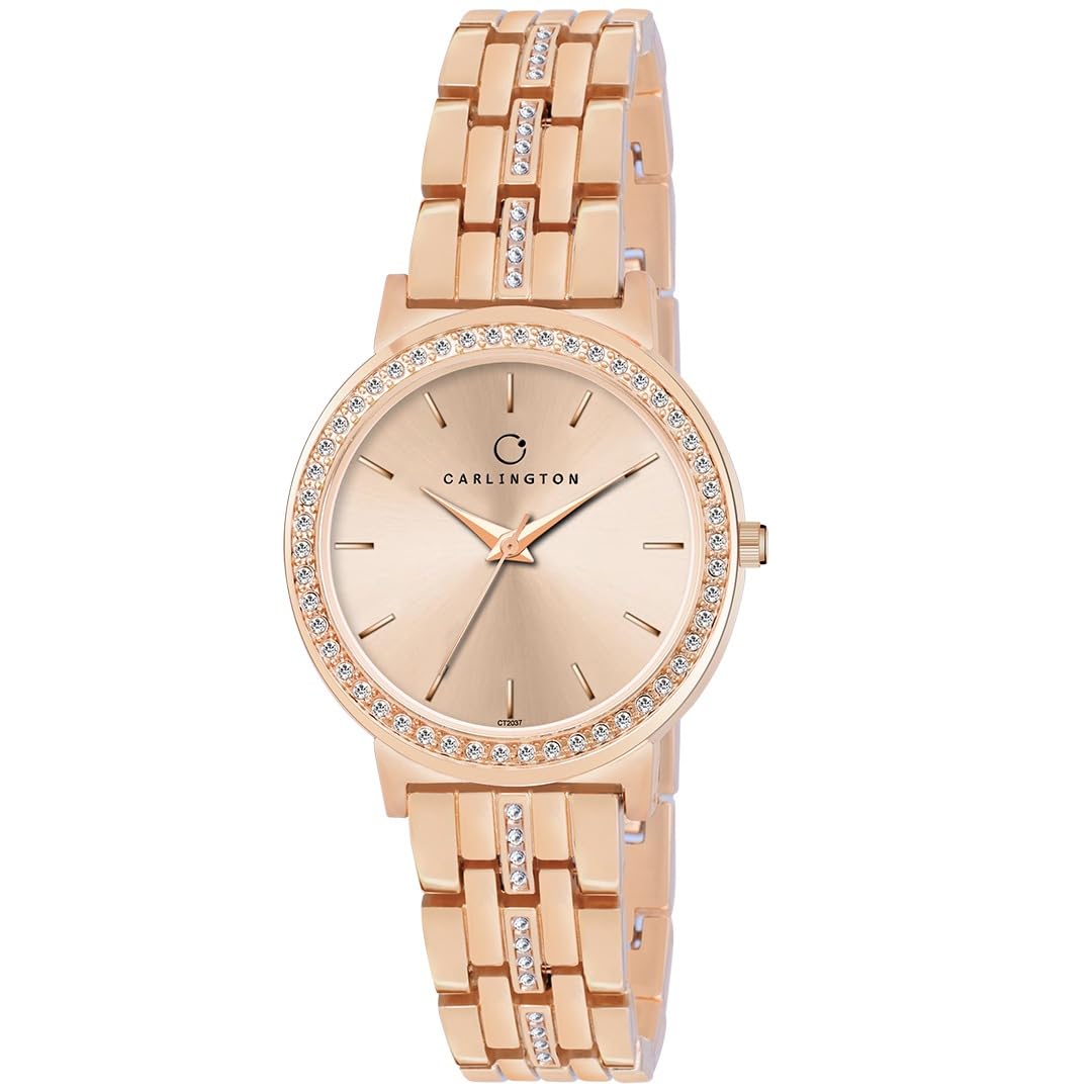 Carlington Stainless Steel Iconic 2037 Analog Ladies Watch With Premium Link Chain - Elegant Watches For Women, Rose Gold Dial, Rose Gold Band (B0CV9MJGYY) Amazon Price History, Amazon Price Tracker