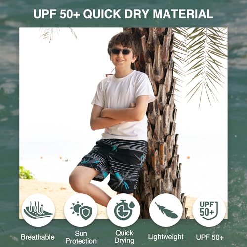 Image of Kanu Surf Boys' Victor Stripe Quick Dry Beach Board Shorts Swim Trunk