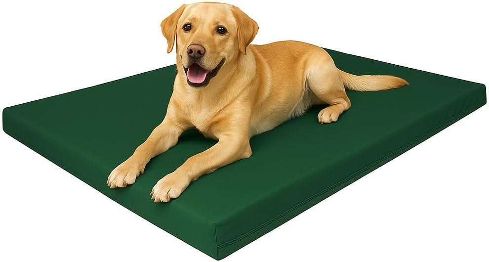 PARADISE STAR Dog Bed Waterproof & Washable Large Dog Pillow Bed 70x95x5cm With Removable Zip Cover Anti-Slip Soft Bonded Fibre Fill Pet Beds & Mattress Mat For Dogs Crate (Green)