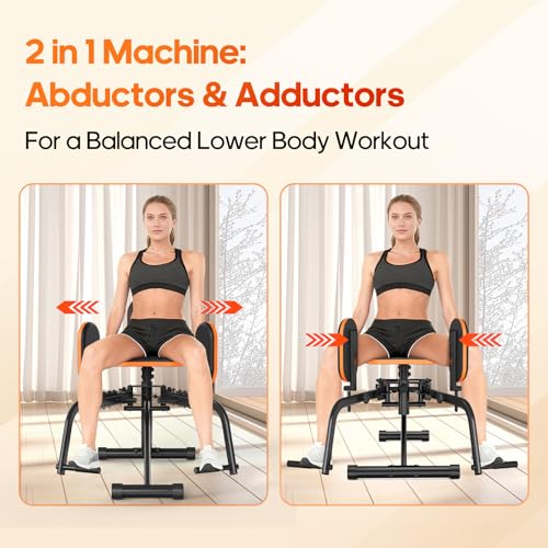 Image of HXD-ERGO Hip Abductor /Adduction Machine for Home Gym, Glute Machine & Thigh Workout Equipment, Increased Resistance Booty Builder, Compact Leg Exercise Euipment for Women & Men