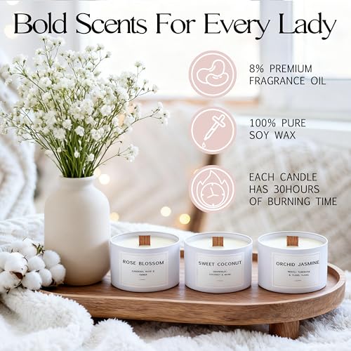 Luxury Candle Gift Set for Women – Luxury Candle Box with 3 Scented Soy Candles in Pink Box – Mother's Day, Birthday & Housewarming Gift - Image 2