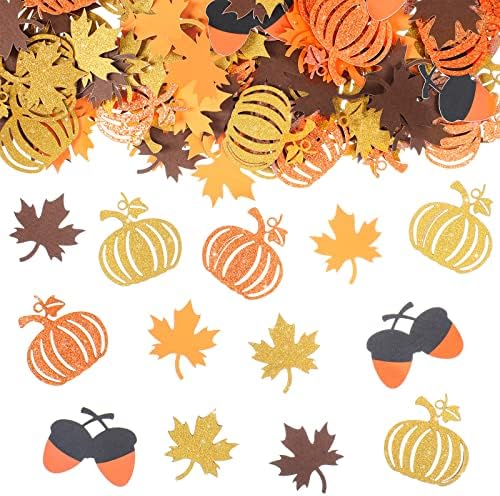 300 Pcs Little Pumpkin Confetti Gold Glitter Fall Table Confetti ...