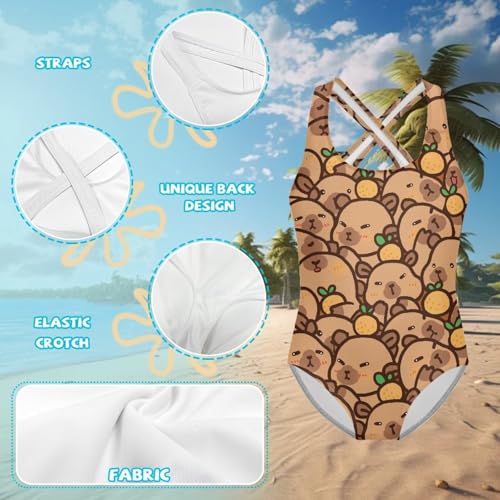 Image of Girls One Piece Swimsuits Quick Dry Beach Bathing Suit Crossback Swimwear 5-14 Years