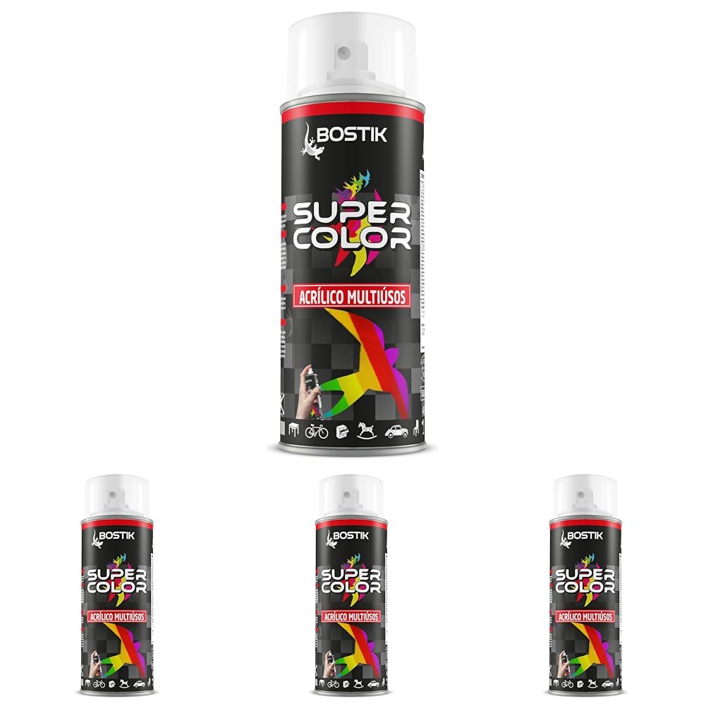 Pintura en spray acrílica de secado rápido Bostik Super Color transparente y brillante