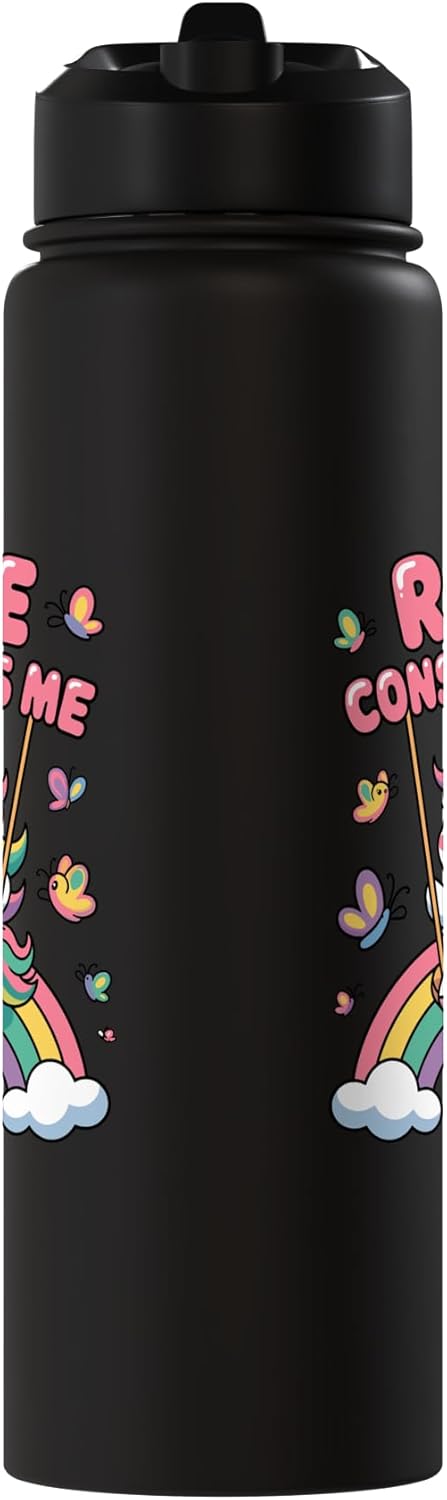 Rage Consumes Me, Funny Sarcastic Unicorn Girls Stainless Steel Insulated Water Bottle - Image 2