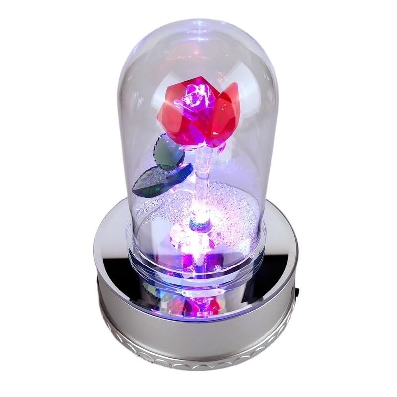 Amazon.co.jp: クリスタルレッドローズフラワー LEDライト付きガラス