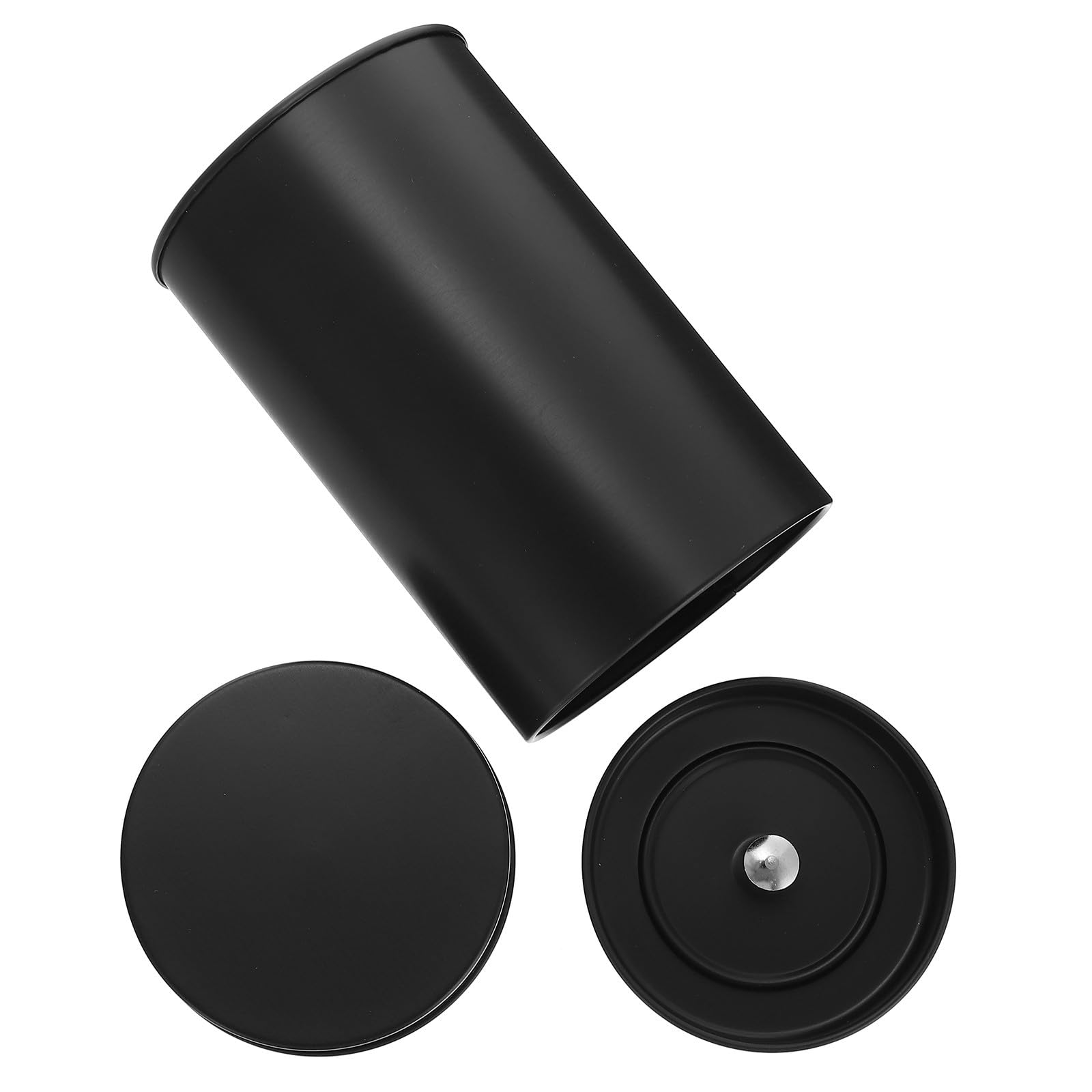 Recipiente para Té de Hojalata Tapa Doble, Accesorio de Almacenamiento Multifunción y Adorno de Escritorio en Color Negro para Cocina y Oficina