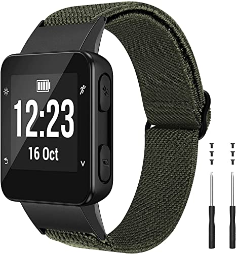 NotoCity Correa para Garmin Forerunner 35, Muñequera Tela Repuesto Correa Elástica Nylon Compatible con Reloj GPS para Correr Garmin Forerunner 35, Verde militar