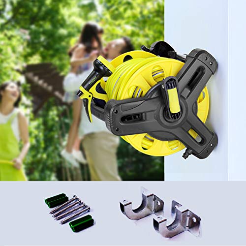Mobile Garden Hose Reel Rack Hose Storage Rack Cart Stand for 65 Feet 1/2 Inch Hose Apply To Household Gardening and Cleaning. Equipped 3 pcs quick hose connector,1pcs tap connector,2pcswall hook. - Thumbnail 3