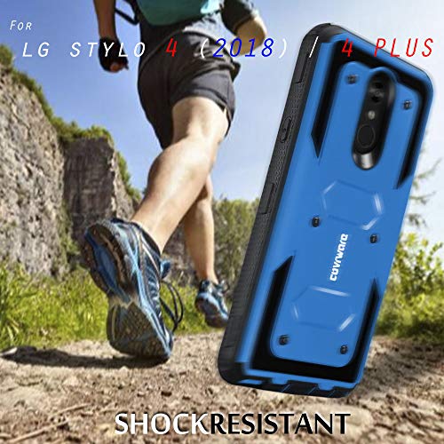 Covrware Aegis Series Case For Lg Stylo 4 / Stylo 4 Plus / Stylo 4 + With Built-In Screen Protector Heavy Duty Full-Body Rugged Holster Armor Case Belt Swivel Clip Kickstand, Blue #TOP7
