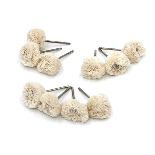 Miniatura 9 de Luo ke Paquete de 20 ruedas de pulido de fieltro de lana comprimida de 0.118in, rueda de pulido de lana montada en mandril para herramienta