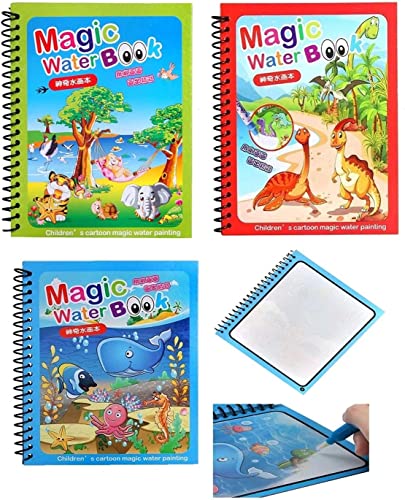 Image of Reusable Magic Water Quick Dry Coloring Books for Kids Colouring Doodle Pen Water Painting Book for Children Education Drawing Pad Kids Learning /Fun Books (Random Designs) - No Colors Required