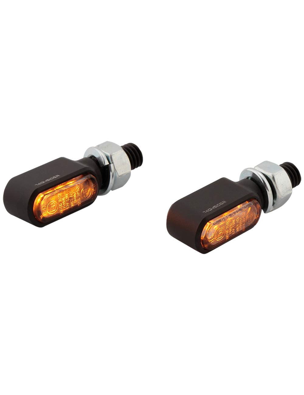 HIGHSIDER Intermitentes LED para motocicleta Little Bronx, certificado E, (2 unidades) (negro)