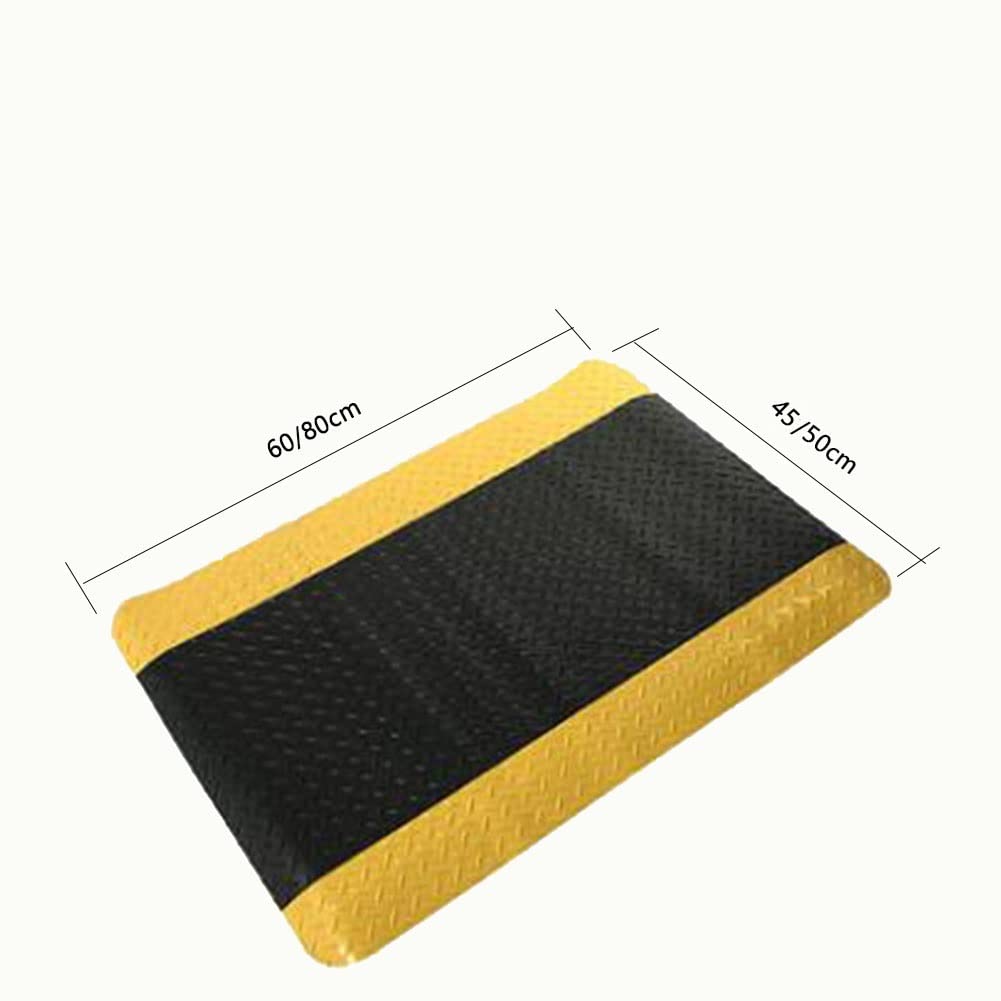 Alfombra Antifatiga Industrial 1 Unidad, Alfombra Antiestática, Esponja Elástica De 20 Mm De Grosor, Antiincrustante Y A Prueba De Aceite, Negra con Borde Amarillo Personalizable (Color : Grey, Tama