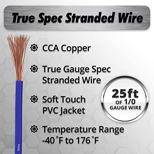 Installgear 1/0 Gauge Wire (25Ft) Copper Clad Aluminum Caa - Primary Automotive Wire, Car Amplifier Power & Ground Cable, Battery Cable, Car Audio Speaker Stereo, Rv Trailer Wiring Welding Cable 1/0Ga #TOP1
