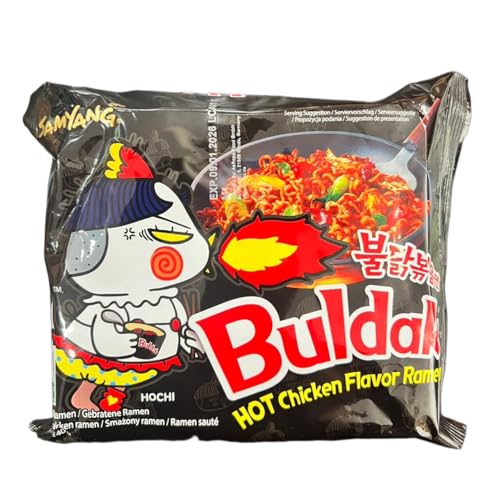 Samyang Buldak Carbo Ramen × 5 paquetes Sabor: Súper picante-Picante-Carbonara-Queso (140g, Pollo,Picante)