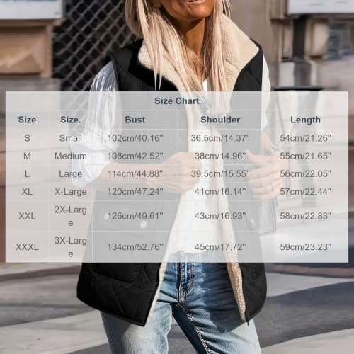 Womens Sherpa Lined Vest Lapel Collar Full Zip Diamond Quilted Jacket - image 4