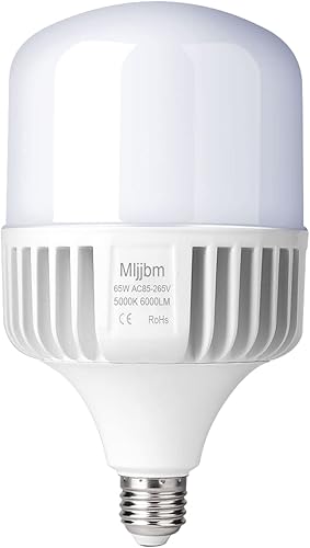 Bombilla LED equivalente a 400W-500W, 6000 lúmenes, 5000 K, bombillas blancas de luz diurna brillante, alto lumen E26/E27, base media para