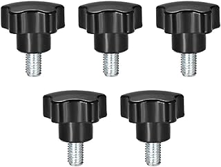 Tool parts 5 Pcs Star Knobs Grips M10 x 15mm Male Thread Steel Zinc Stud Black PP