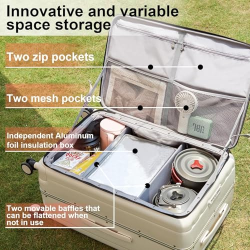 Hanke Multifunctional 26 Inch Checked Luggage Hard Shell Suitcases with Wheels Travel Trunk Style Luggage Large Rolling Suitcase for Women Men(Ivory White) HKCAKH80002 の商品画像 3