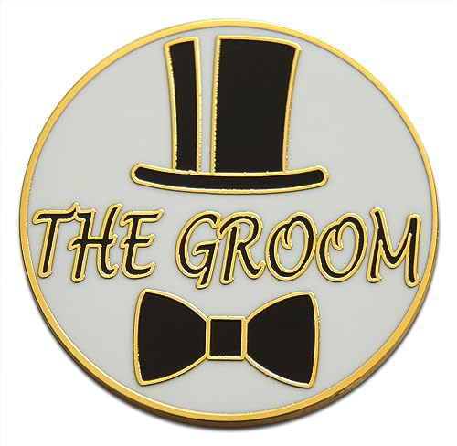 Novel Merk Groom & Groomsmen Wedding Bridal Party Lapel Pin, Hat Pin & Tie Tack Set with Clutch Back