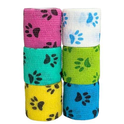 SCICOFIX Bandage Wrap for Dogs 6 Rolls Self-Adhering Pet Tape
