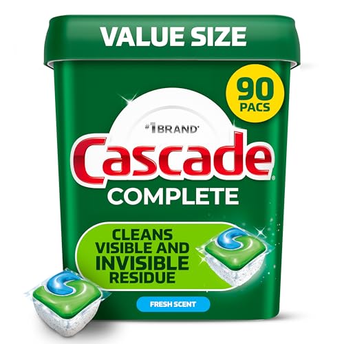 Cascade Dishwasher Detergent Pods, Complete Actionpacs Dishwasher Pods, Fresh Scent, 90 Count